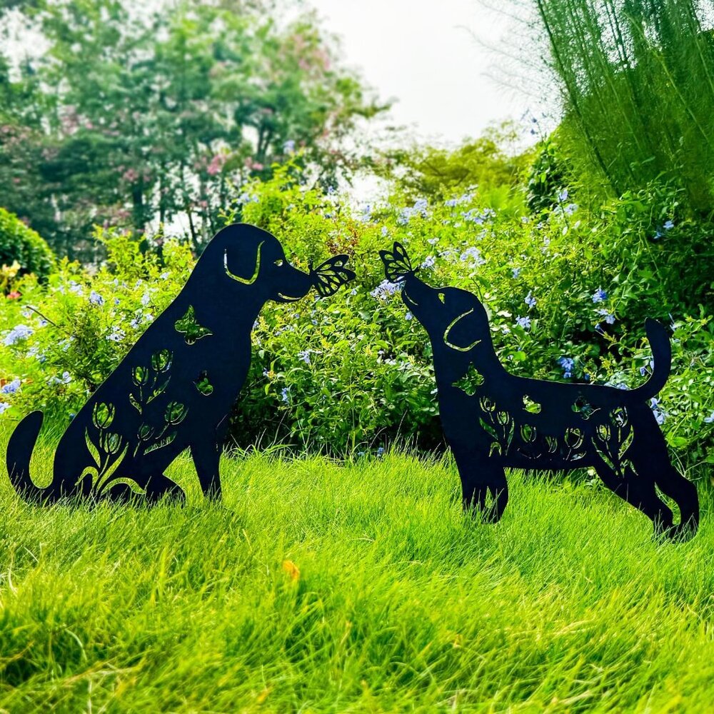 Dog Metal Decorative Garden Stakes Labrador Dog Gifts for Women/Men Animal Silho - Picture 3 of 8